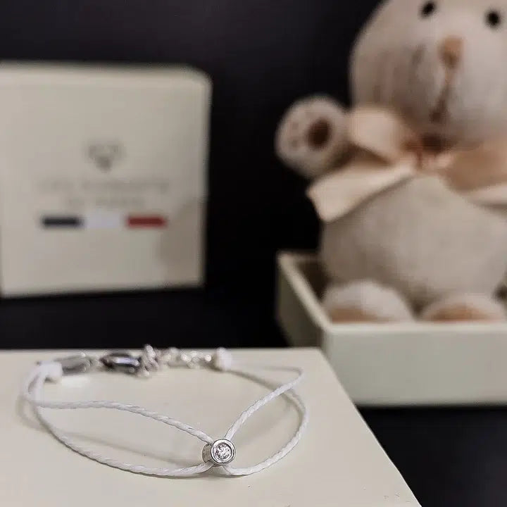 Bracelet solitaire pour bébé et enfant diamant et argent
