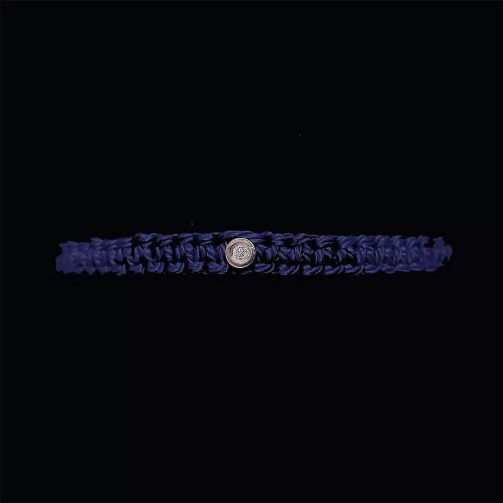 Bracelet solitaire macramé diamant et argent