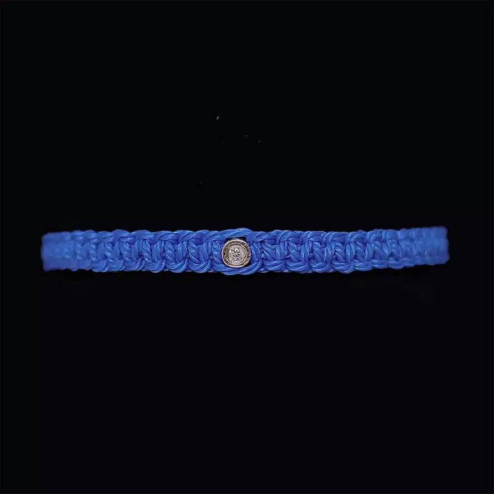 Bracelet solitaire macramé diamant et argent