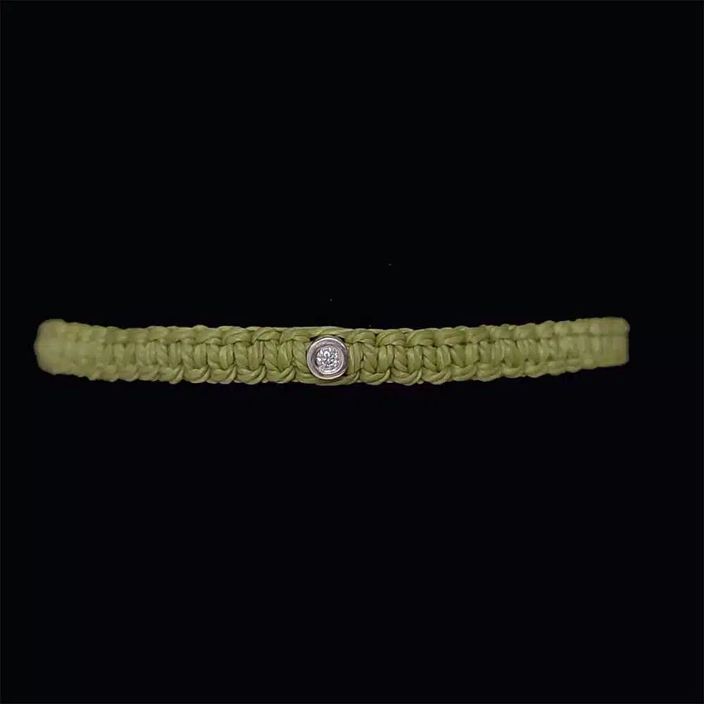 Bracelet solitaire macramé diamant et argent