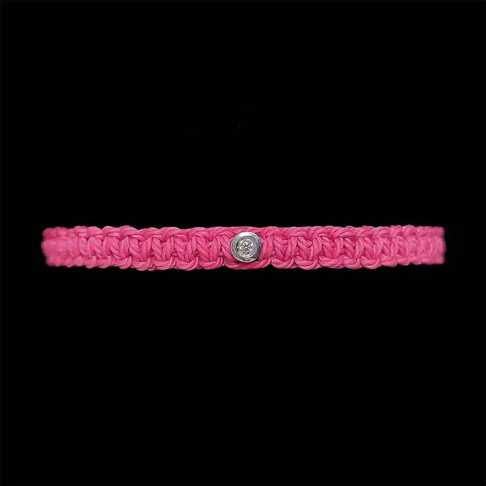 Bracelet solitaire macramé diamant et argent