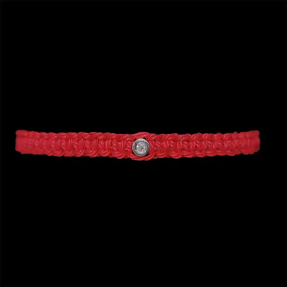 Bracelet solitaire macramé diamant et argent