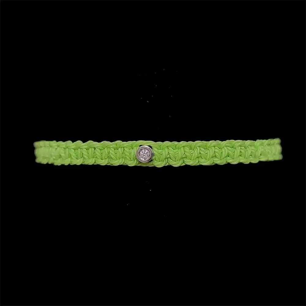 Bracelet solitaire macramé diamant et argent