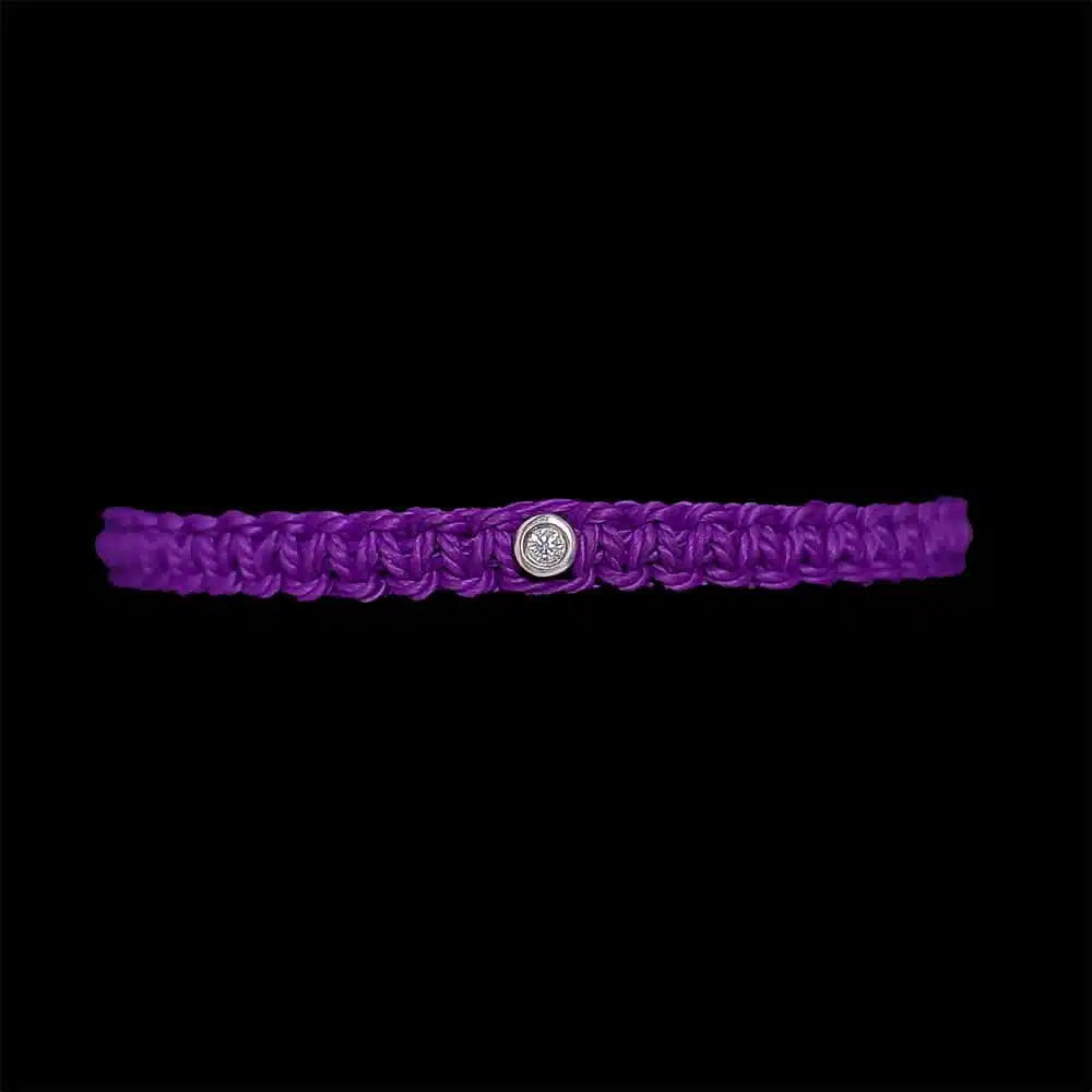 Bracelet solitaire macramé diamant et argent