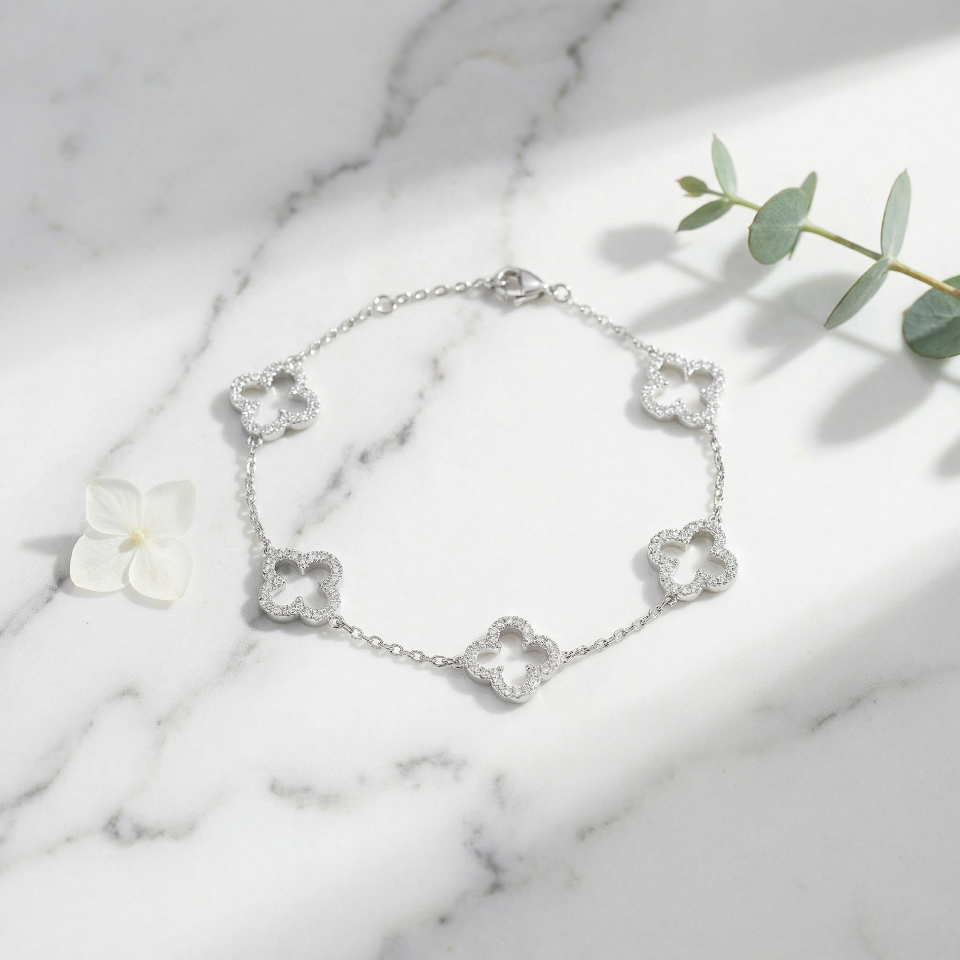 Clover Diamond Bracelet — 925 Silver