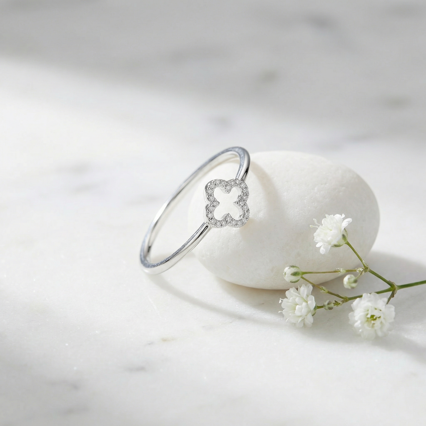 Clover Diamond Ring — 925 Silver