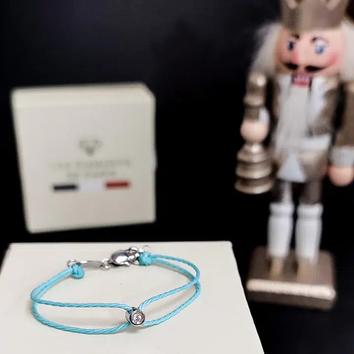 Bracelet solitaire pour bébé et enfant diamant et argent