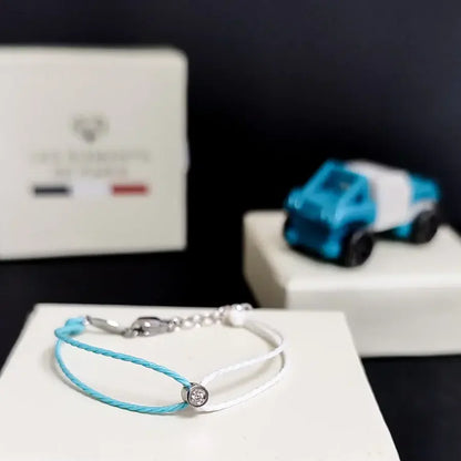 Bracelet solitaire pour bébé et enfant diamant et argent