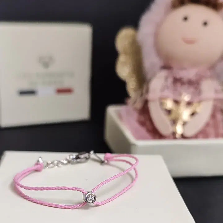 Bracelet solitaire pour bébé et enfant diamant et argent