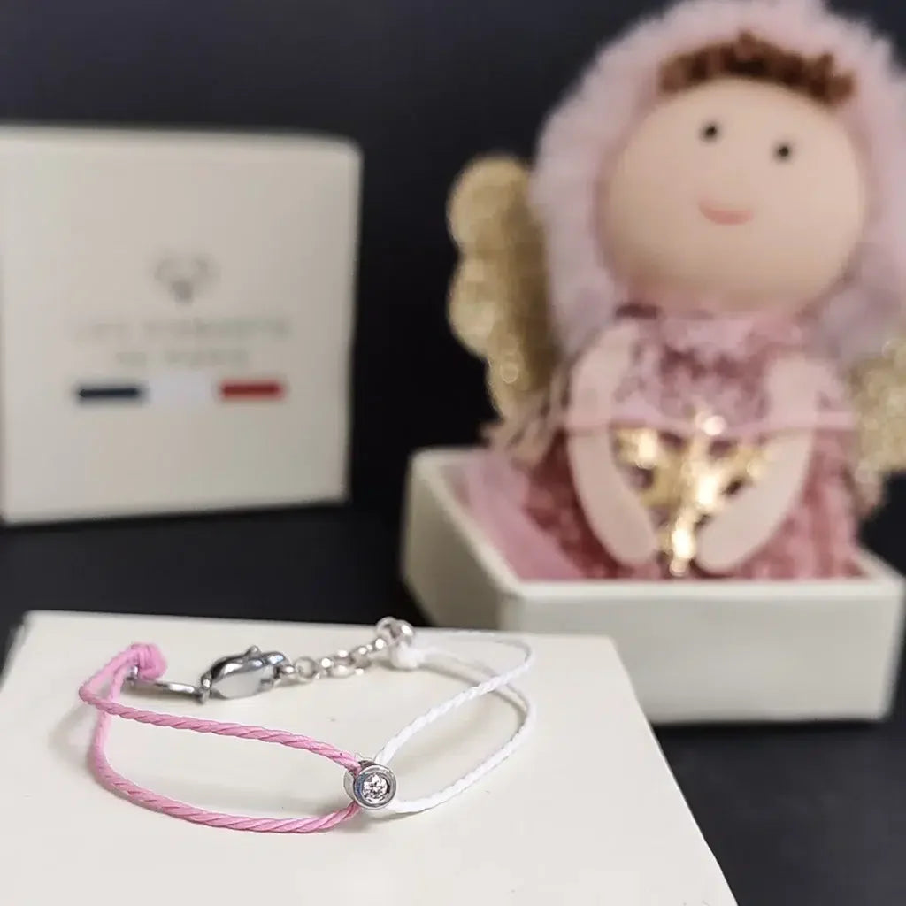 Bracelet solitaire pour bébé et enfant diamant et argent