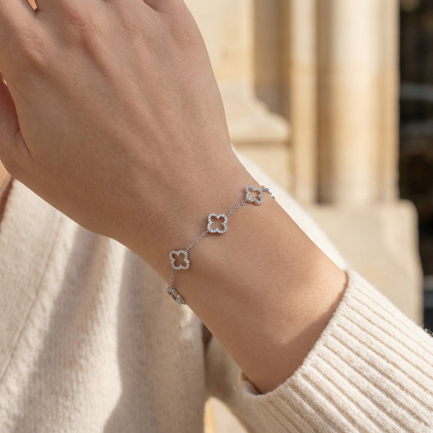 Clover Bracelet worn on wrist