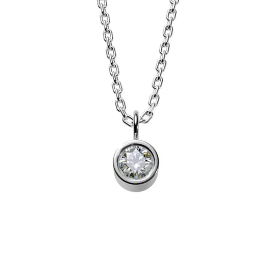 Collier solitaire en diamant et argent