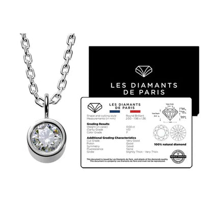 Collier solitaire en diamant et argent
