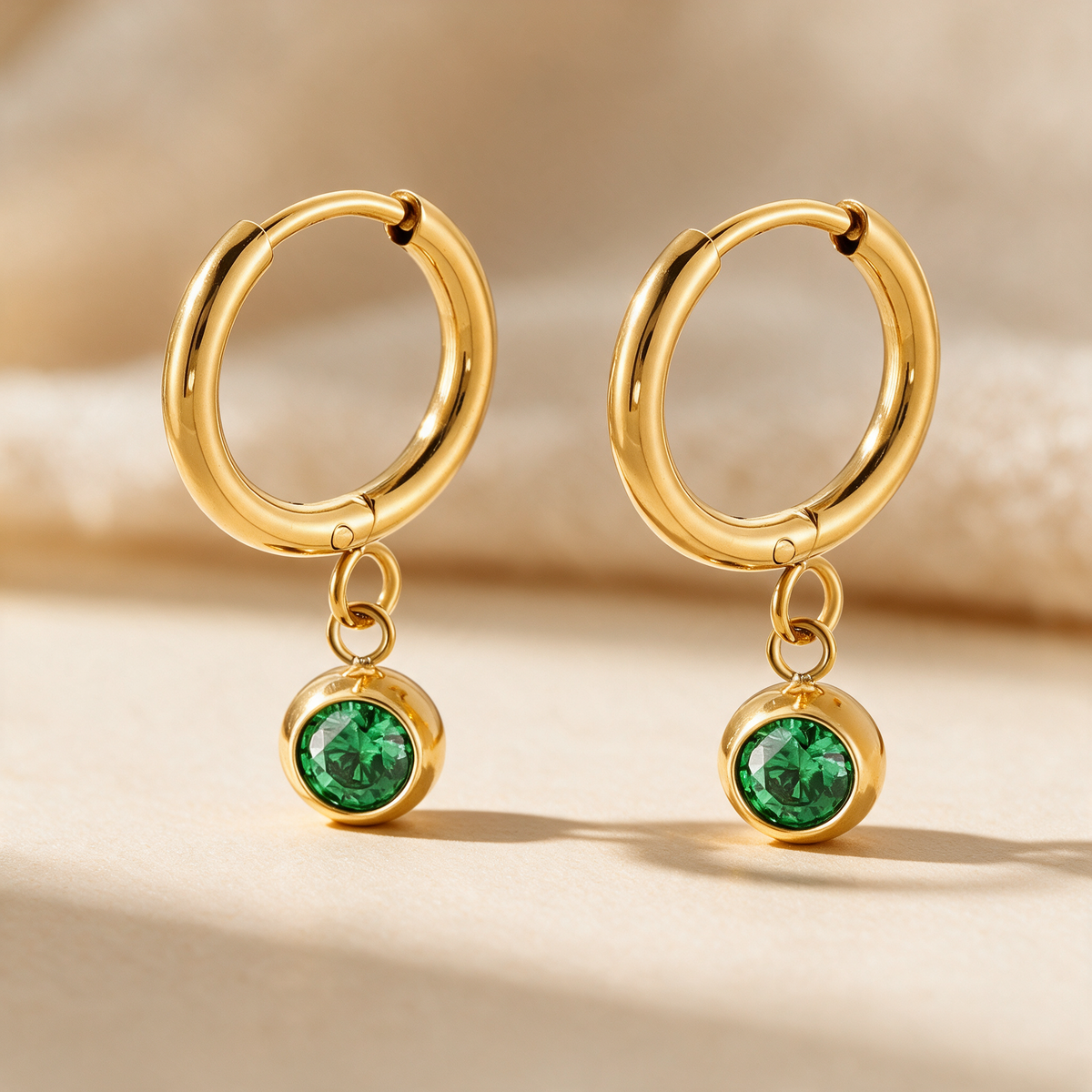 Gemstone Charm Hoops