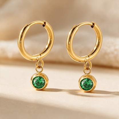 Gemstone Charm Hoops