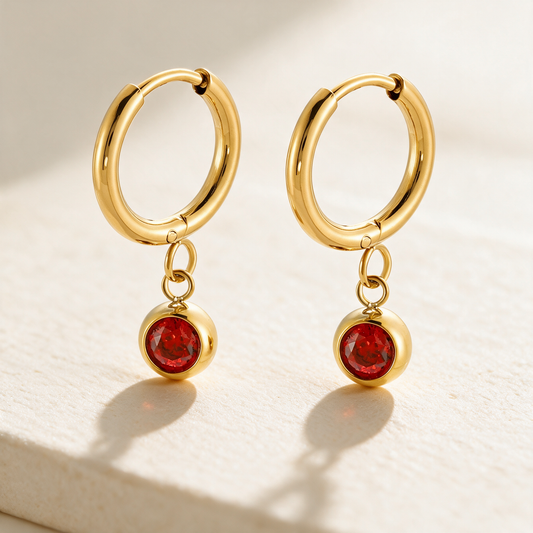 Gemstone Charm Hoops