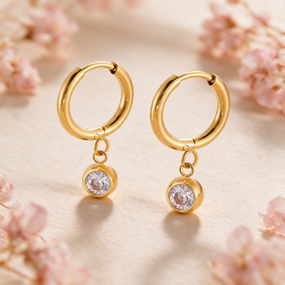 Gemstone Charm Hoops
