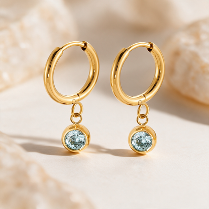 Gemstone Charm Hoops