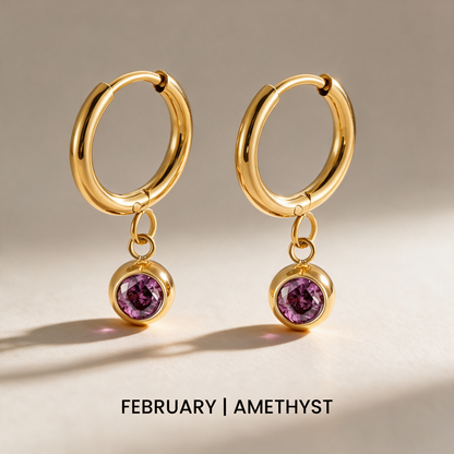 Gemstone Charm Hoops