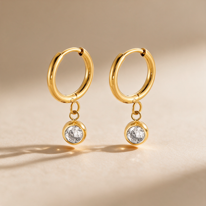 Gemstone Charm Hoops