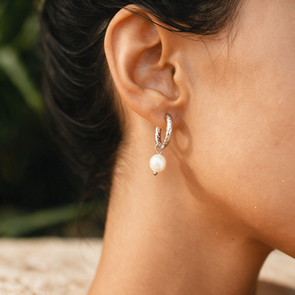 Textured Pearl Hoops