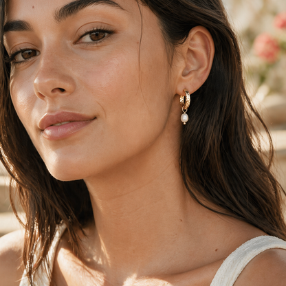 Textured Pearl Hoops